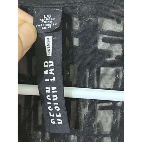 Design Lab Black Burnout Fringed Kimono Open Front Cardigan Plus Size Women XXL - Picture 7 of 7